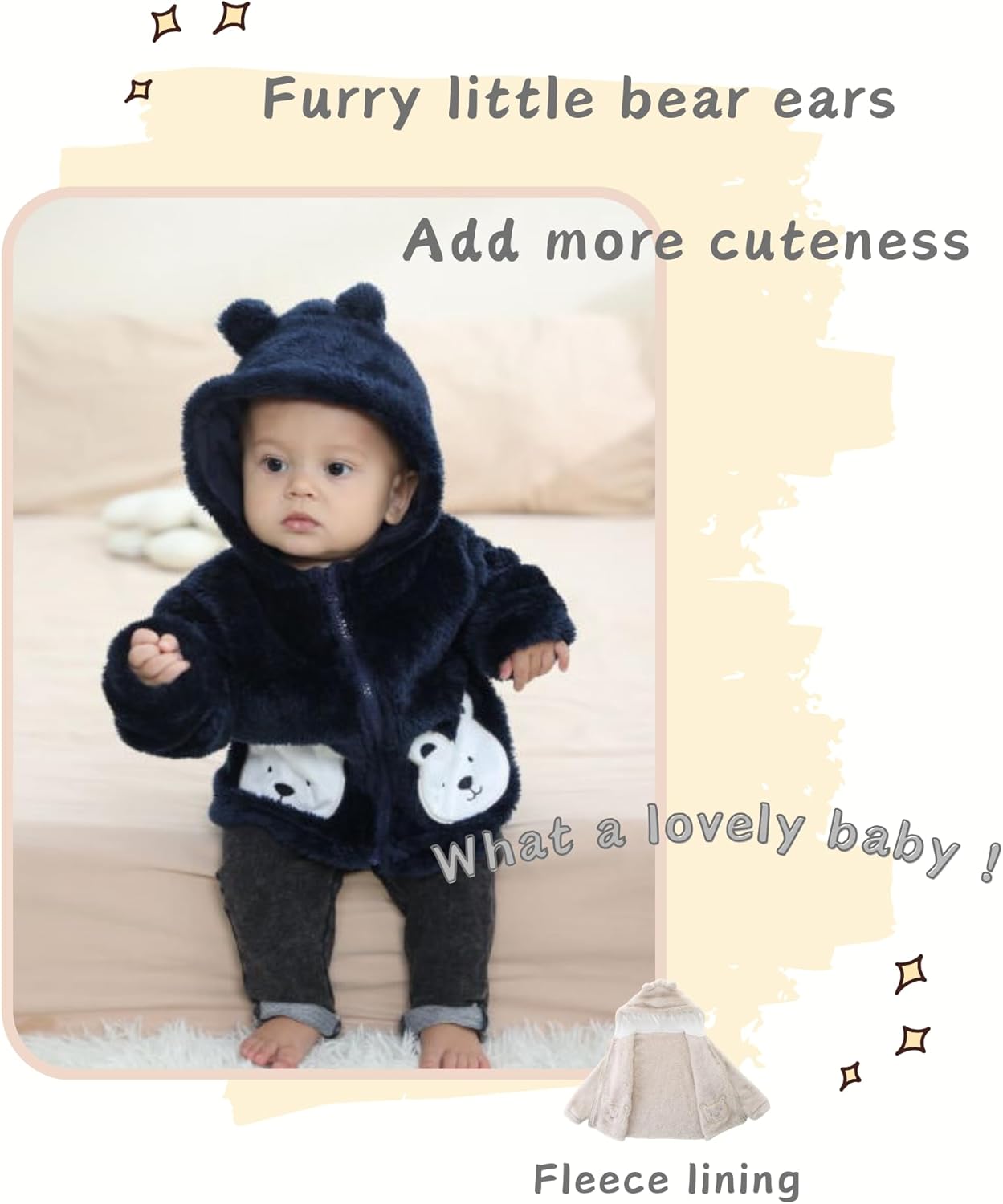 Unisex Baby Fleece Jacket Winter Sherpa Lined Hoodie For Girls Boys Cute Bear Ear Baby Outerwear 12M-5T - Image 5
