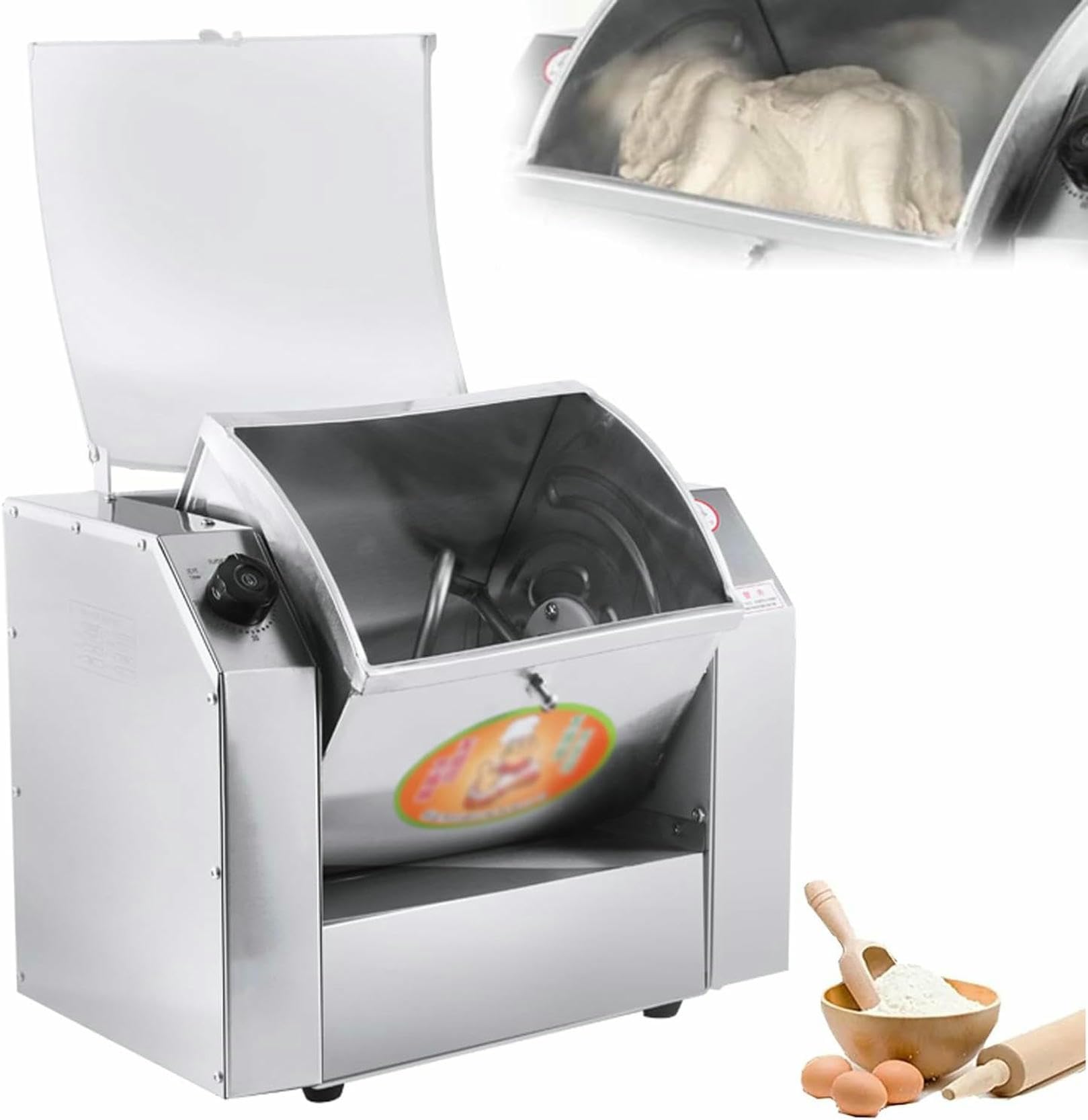 Miscelatore Di Farina Con 3 Kg Di Capacità Di Impasto, Miscelatore Di Massa In Acciaio Inossidabile 1100 W Con Funzione Di Temporizzazione, 30 Kg/h, Livello Di Rumore Basso, Miscelatore Di Massa Merci