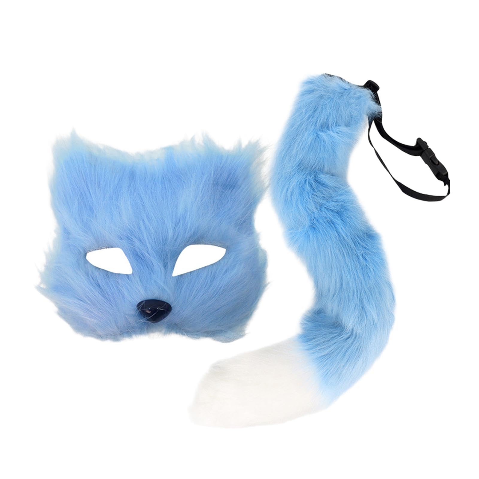 NIVAA Furry Mask and Tail Facial Cover Animal Cosplay Set for Club Party Favor Bar blue-image-48