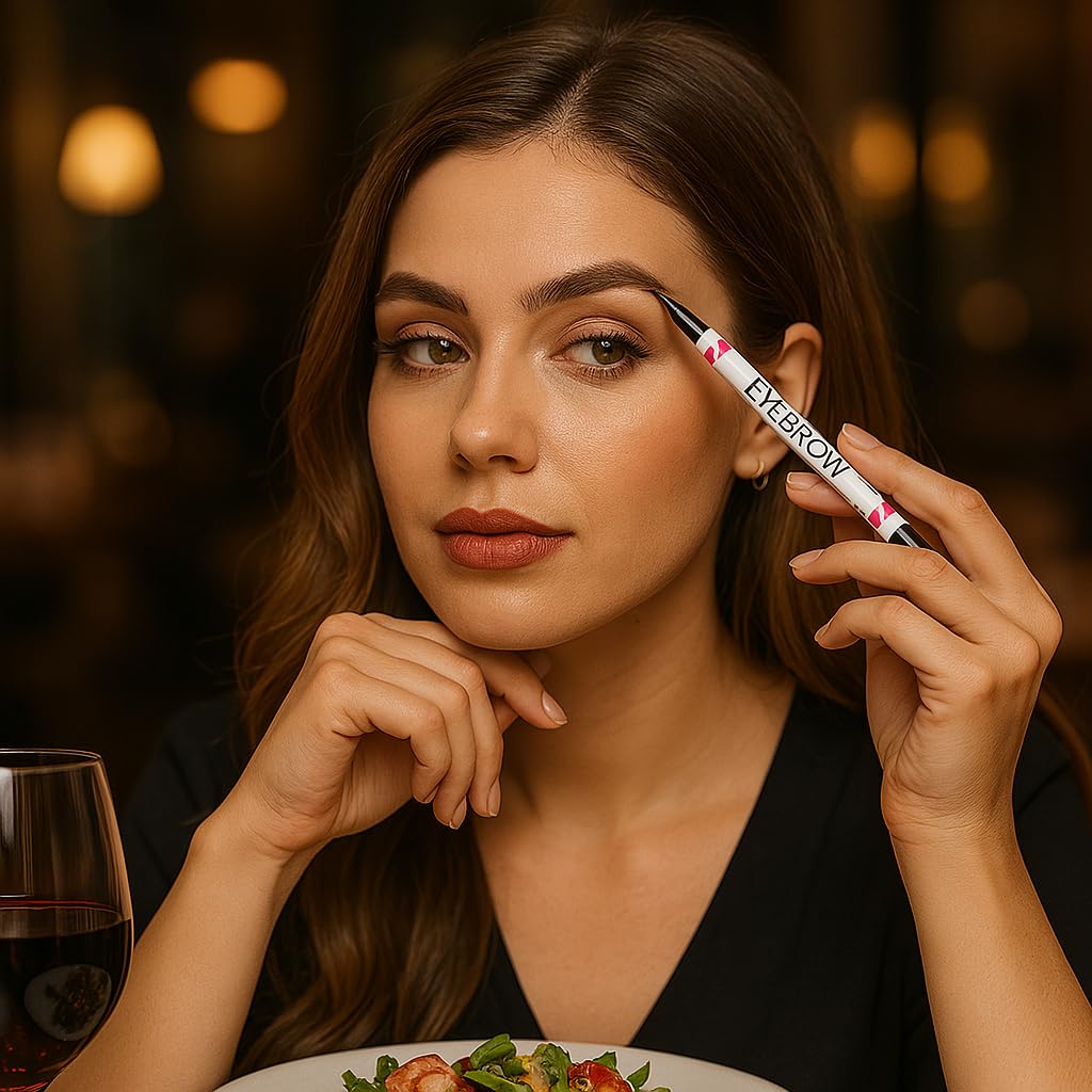 Dual-Ended Eyebrow Pencil with Thin Tip & Spoolie Brush - Image 3