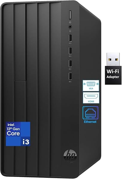 HP Desktop Computer Tower for Home Student & Business, 13th Gen Intel Quad-Core Processor, 16gb Ddr4 Ram, 256gb Pcie Ssd, WiFi Adapter, Vga, Rj-45, Hdmi, Keyboard and Mouse, Windows 11 Home - 1