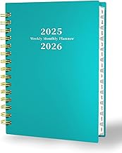 Ymumuda Planner 2025-2026 - 12-Month Daily Weekly Monthly Planner from JUL.2025 to JUN.2026, 8.4" X 6", Spiral Notebook Agenda Personal Organizer with Stickers Inner Pocket for Office School Supplies
