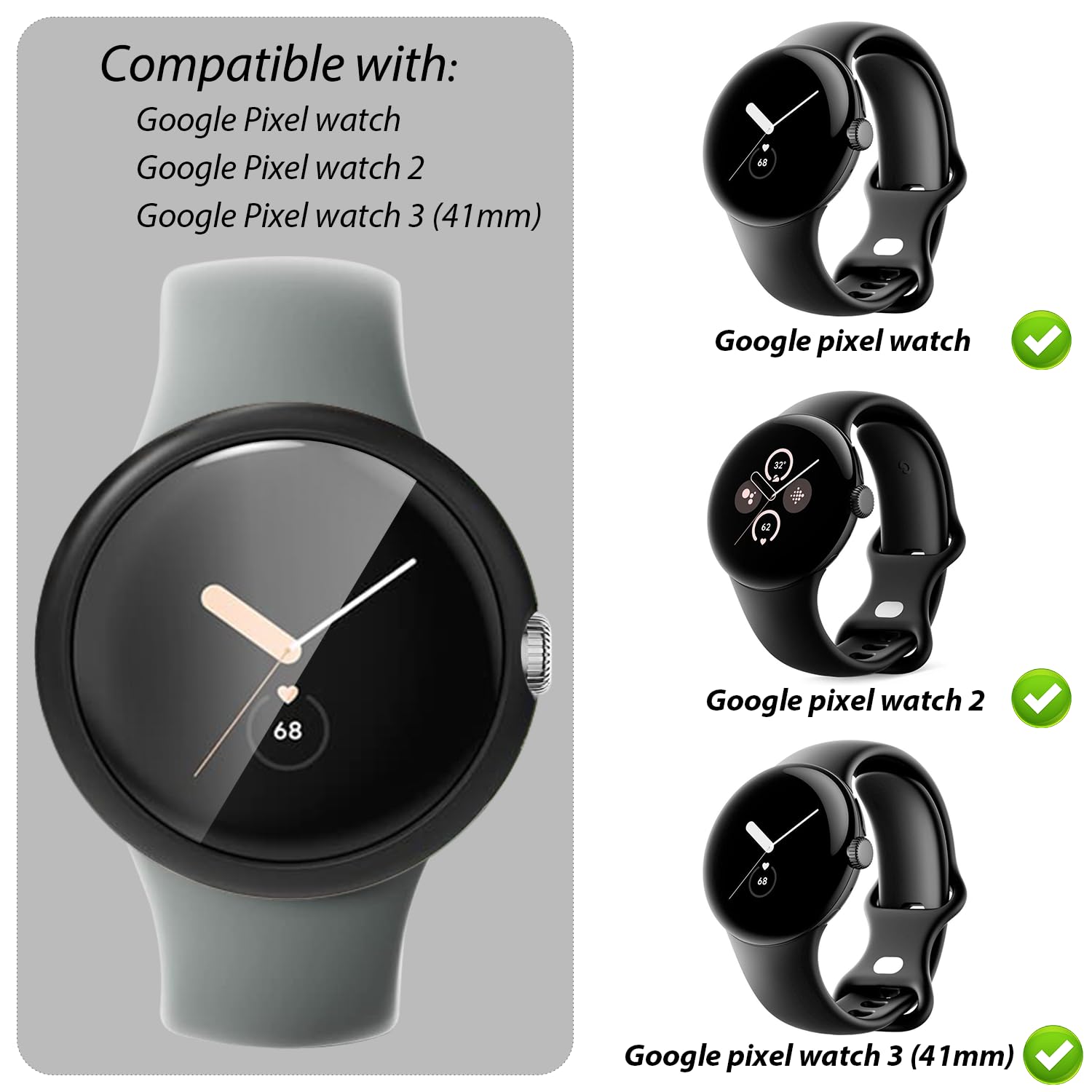 Sichy Case with Screen Protector for Google Pixel Watch2/1 41mm - Image 4