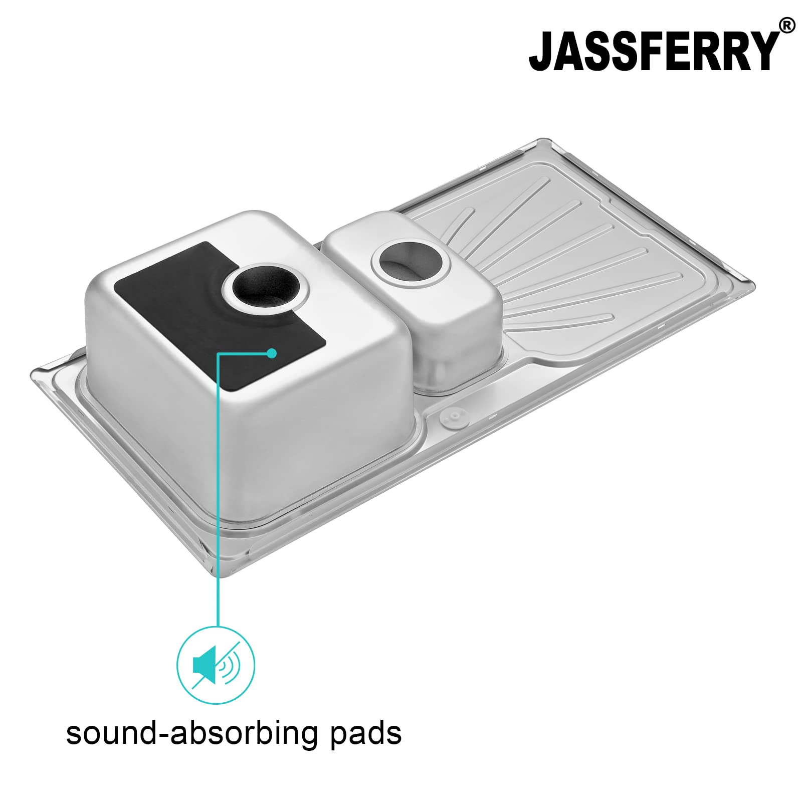 JASSFERRY Évier de cuisine Cuve 1,5 l, Acier Inoxydable, Égouttoir réversible, avec crépine