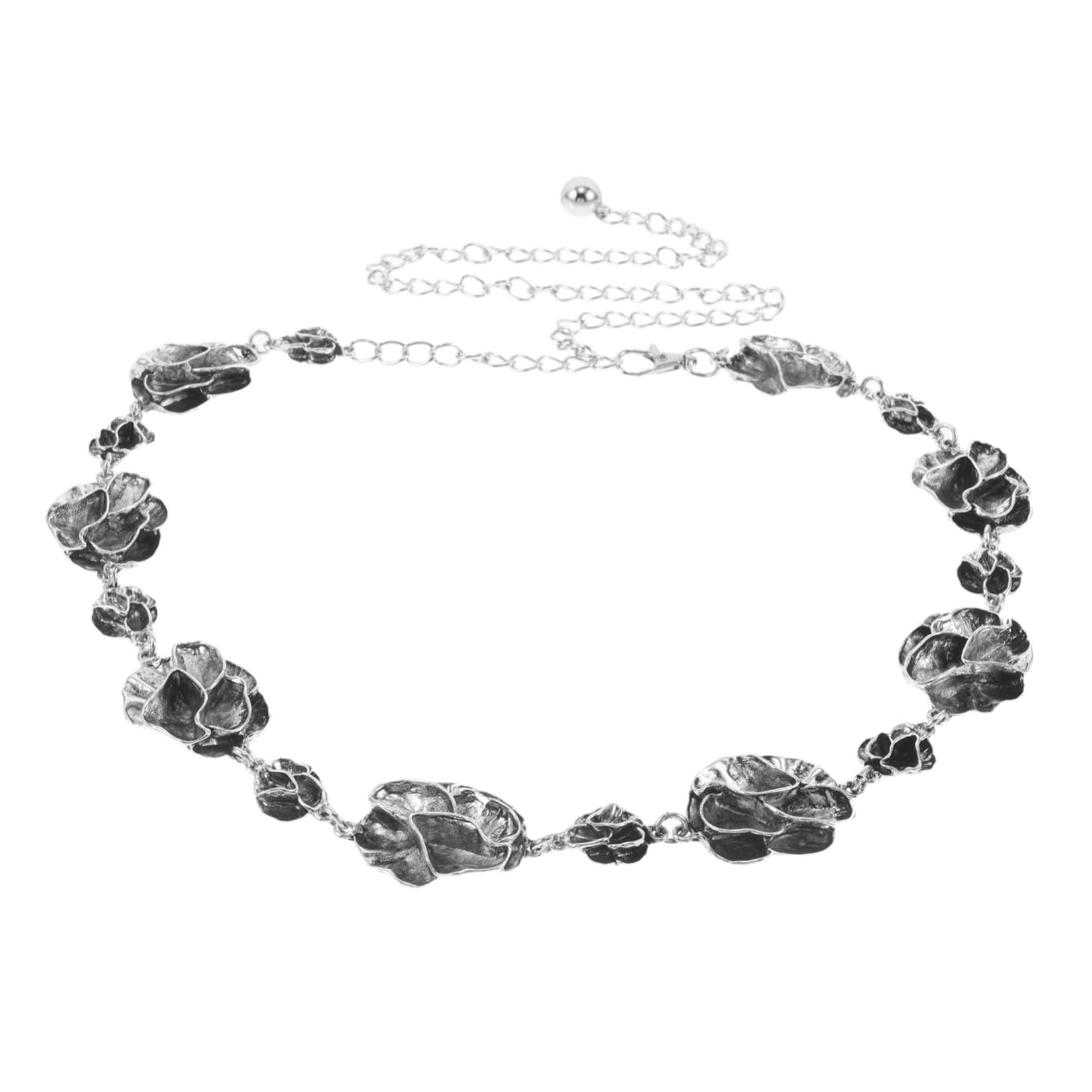 2 Piezas Cinturón de Cadena Metálica Ajustable Flores Diseño Apilable para Mujer Elegante Cinturón de Cintura para Vestidos Vaqueros y
