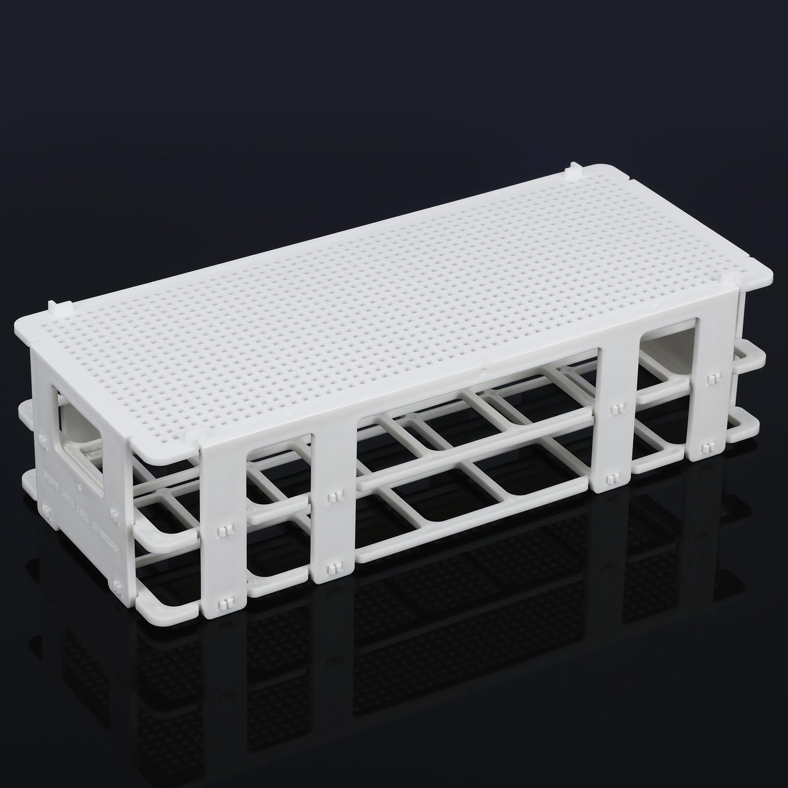 Gradilla para Tubos de Ensayo 30 mm 21-Plazas Soporte Plástico Blanco Desmontable 3 Niveles Laboratorio