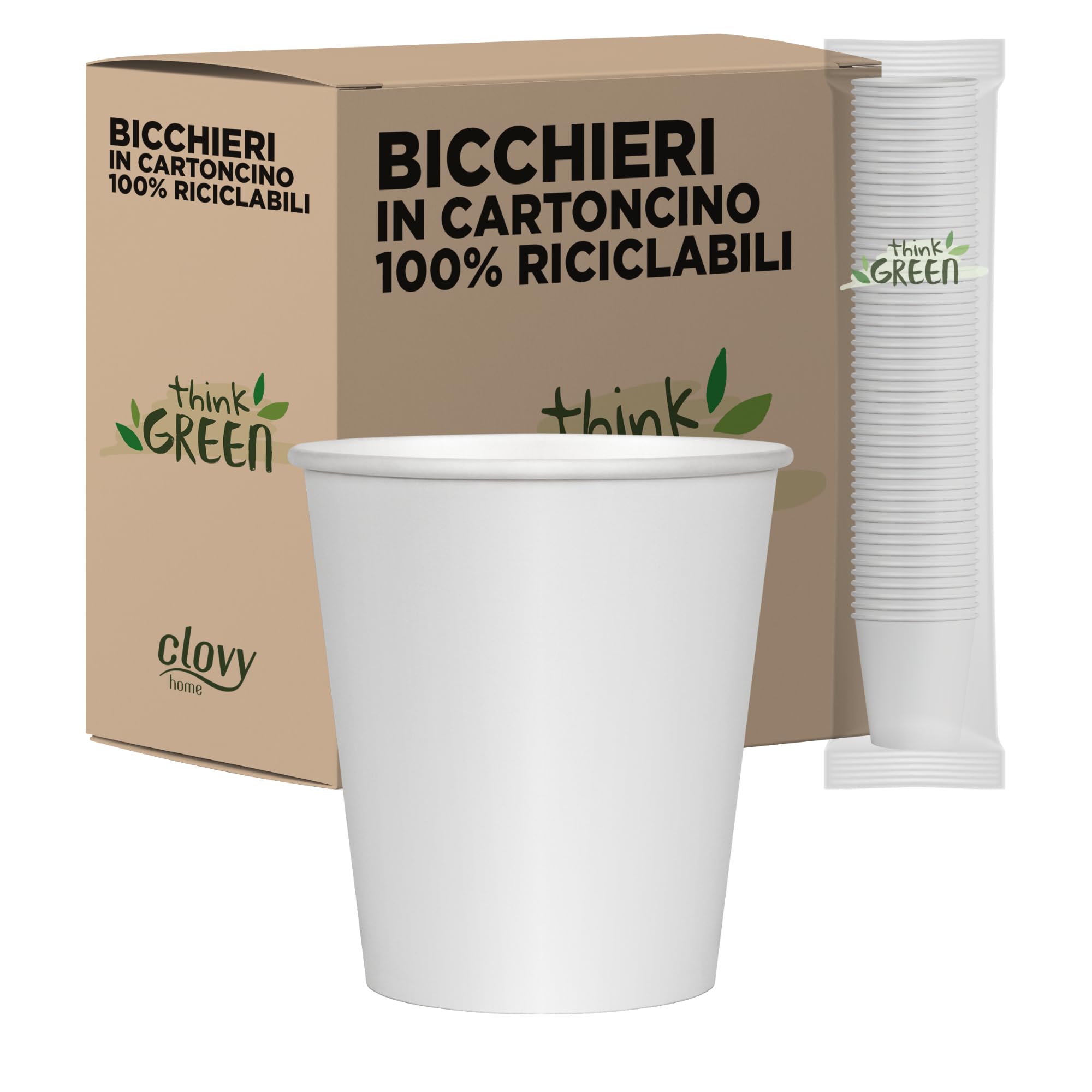 cubex professional Kartonowe kubki Różne rozmiary do kawy Woda lub napoje ciepłe i zimne (1000 białych szklanek, 240 ML)