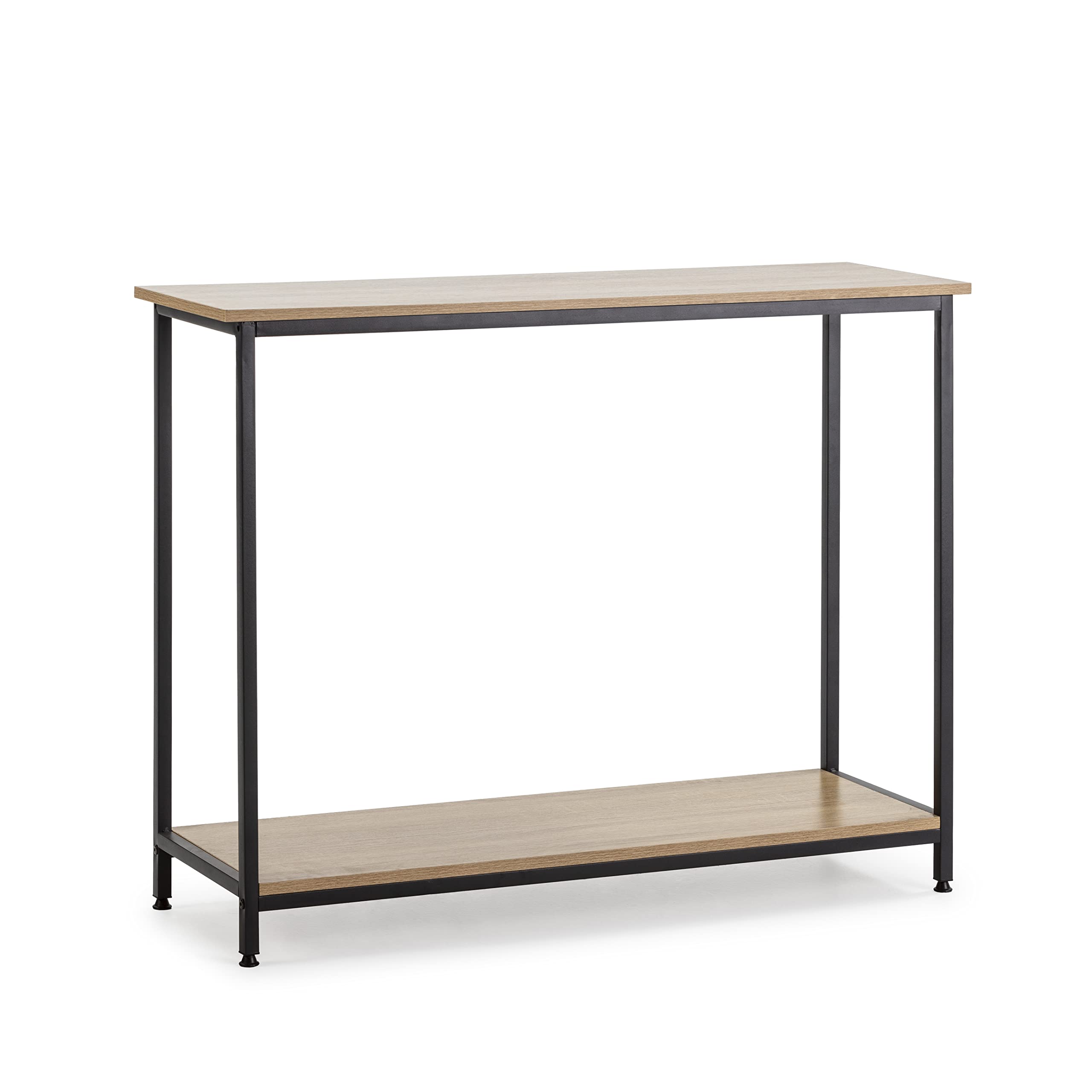 HOMN LIVING Recibidor Chloe con 1 Estante Inferior, Color Roble/Negro, 106 cm (Ancho) 35 cm (Profundo) 81 cm (Altura)