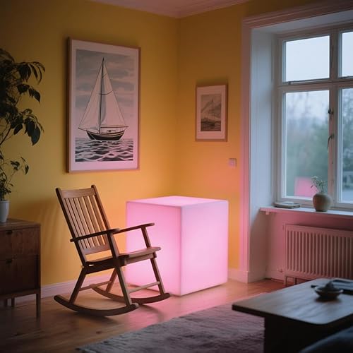 Miniatura 2 de COPU Cubo de luz LED RGB de 20 pulgadas, luces LED que cambian de color, asiento de cubo LED ultra resistente, mesa de cubo LED para decoración de