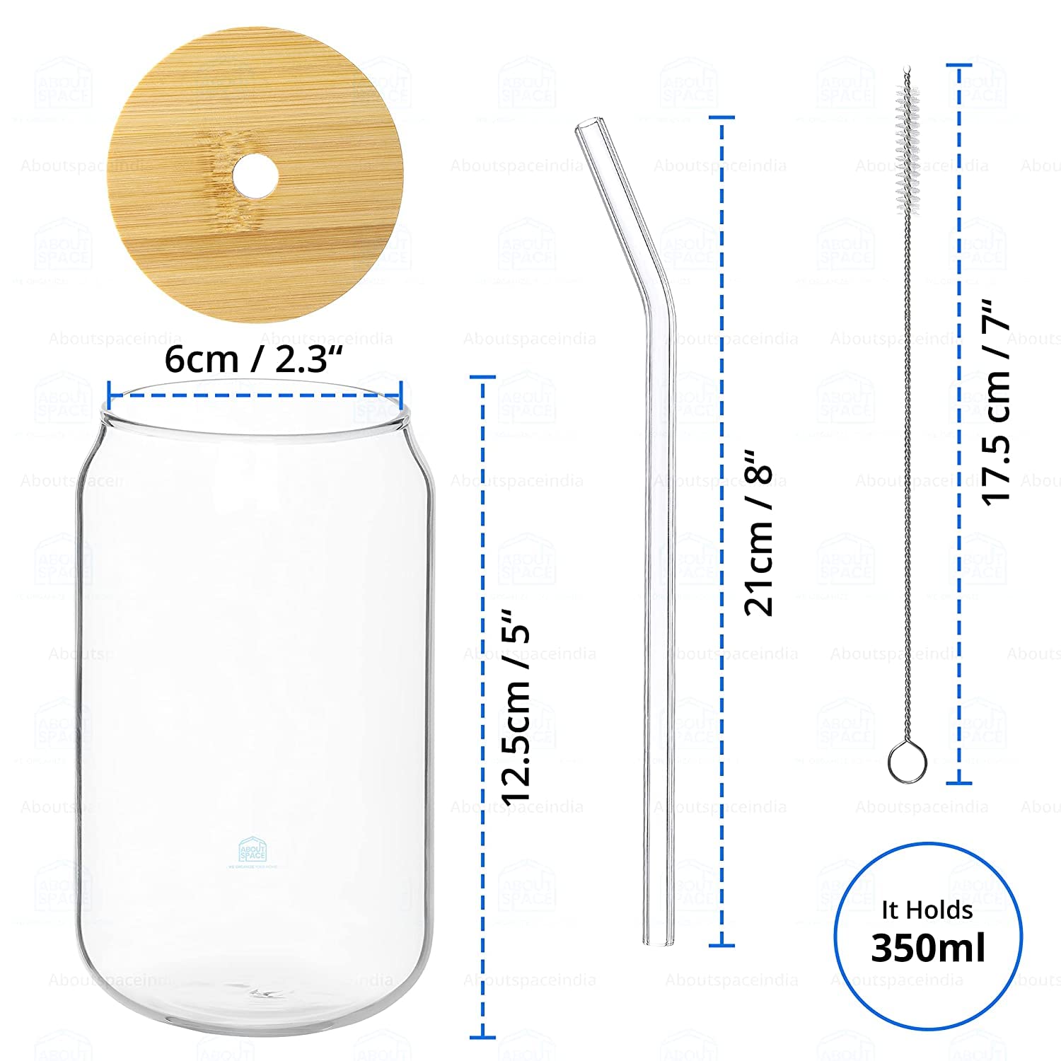 KiKiluxxa Glass Can with Lid and Straw 4