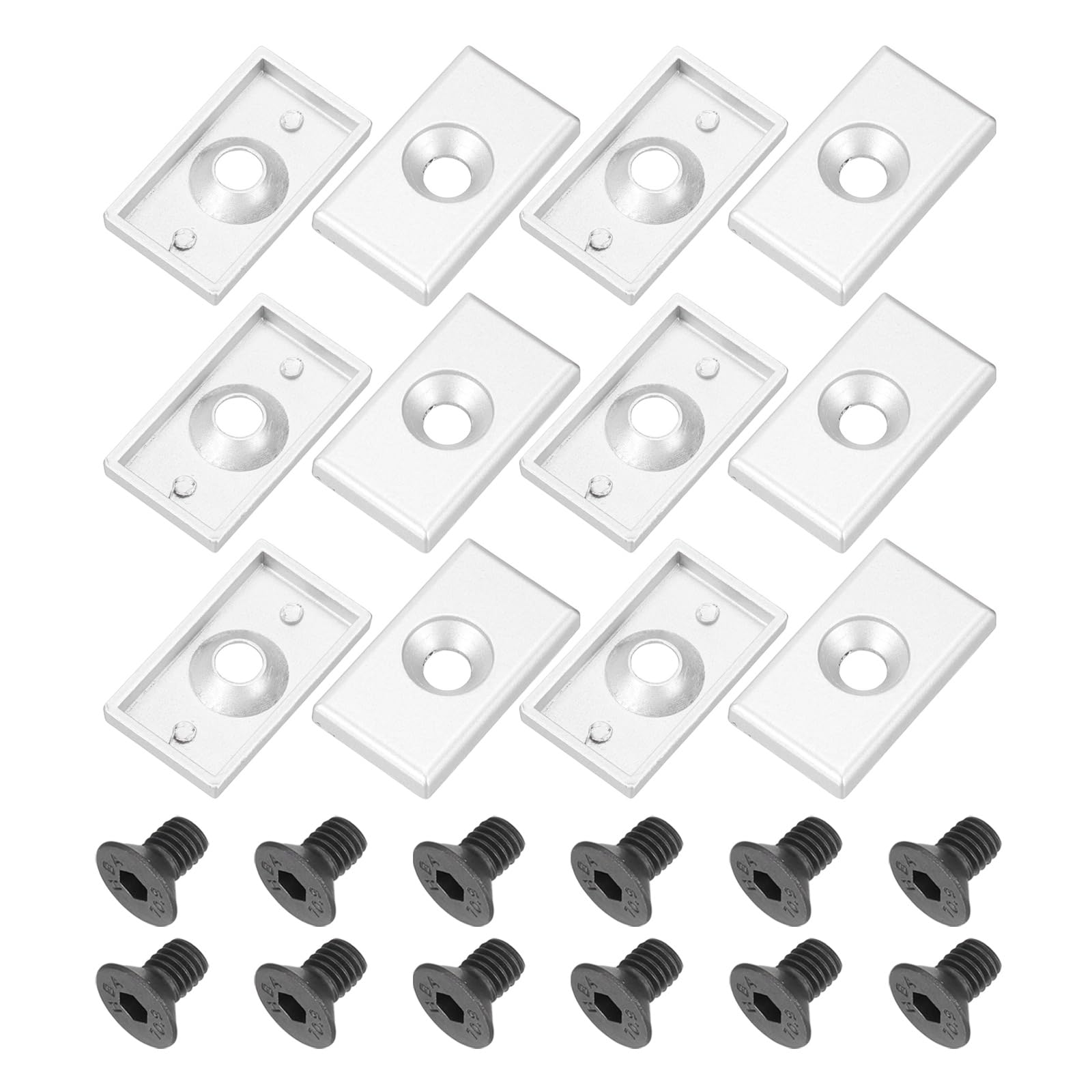sourcing map 12 Pcs 2035 T-Slot 6.5mm Hole Dia Aluminum Extrusion End Cap 35x20mm Silver for Fish Tank Rack, Storage Rack with Push-in Fastener