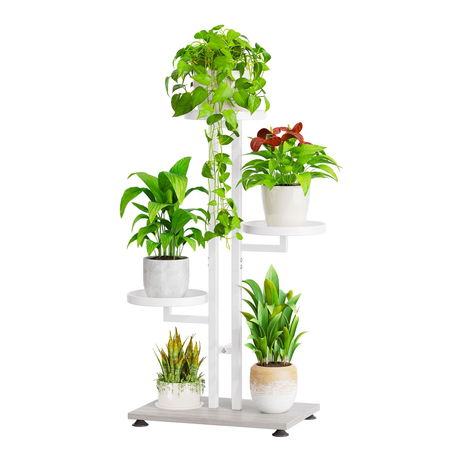 iDavosic.ly 3 Tier Plant Stand Indoor Outdoor, Tiered Corner Multiple Flower Pot Holder Shelf, Metal 28 Inch Tall Display Rack for Patio Porch Living