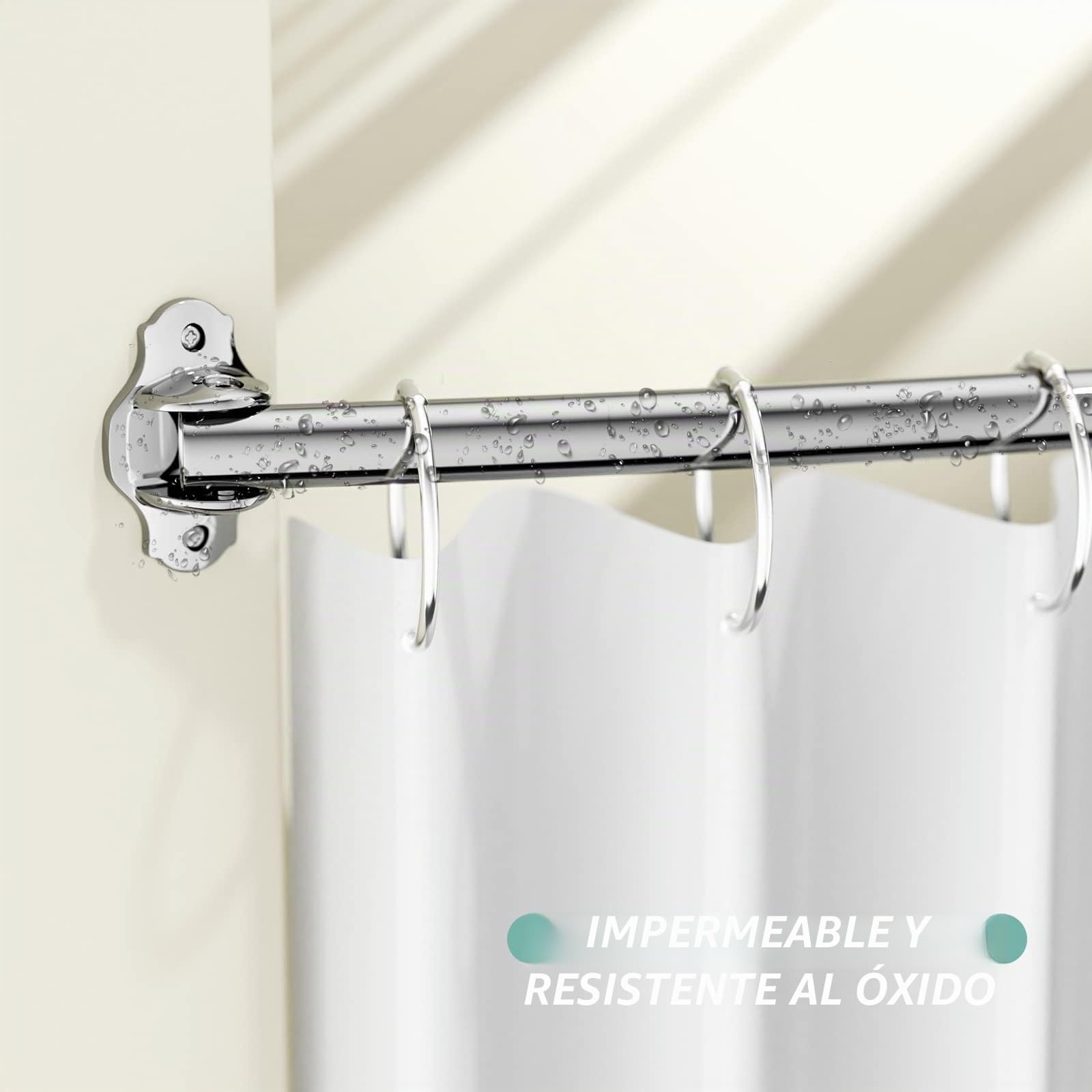 Barra de cortina de ducha curvada, ajustable de 40 a 72 pulgadas, barras de ducha curvadas extra anchas para baño, barra de ducha a prueba de óxido, barra de cortina curvada de acero inoxidable de