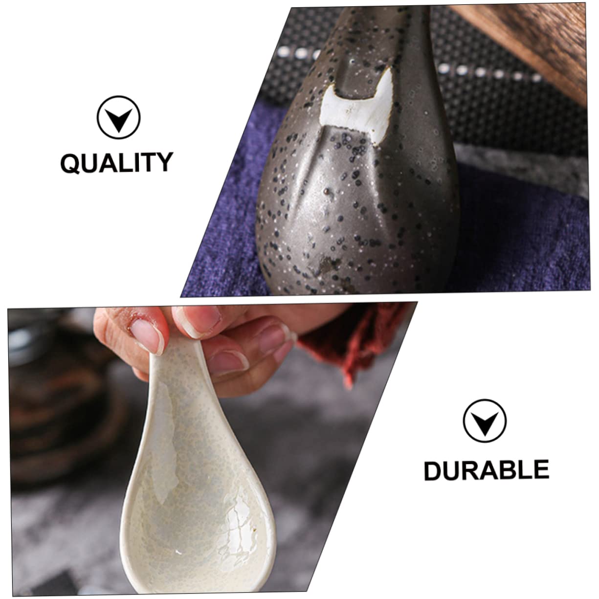 LIFKOME 6 Stück Teiliges Japanische Keramik Suppelöffel aus Porzellan Design Vielseitig für Suppe und Reisbrei Glatte Oberfläche Sicheres Küchenwerkzeug für Zuhause Zufällige Farbe