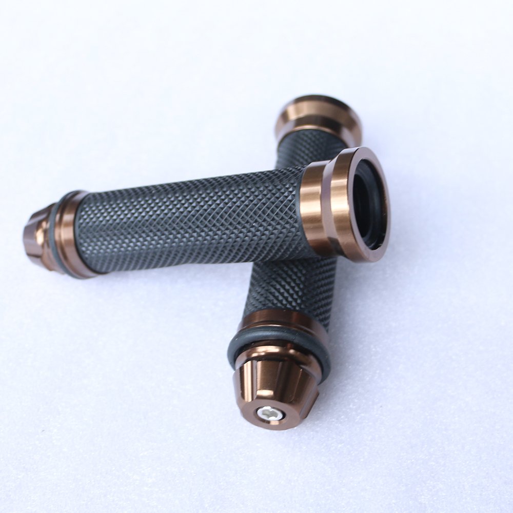 Yibid Motorcycle Hand Grips Gel Rubber and CNC Aluminum with Bar end Plug for 7/8" Handlebar Sports Bikes