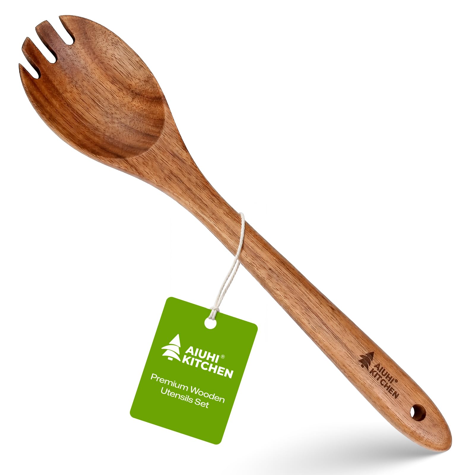 AIUHI Premium Teak Wood Salad Serving Fork, Ergonomic Handle Non-Scratch Wooden Cooking Fork, Durable Kitchen Utensil for Salad Mixing Pasta Tossing and Food Serving — Amazon image 27
