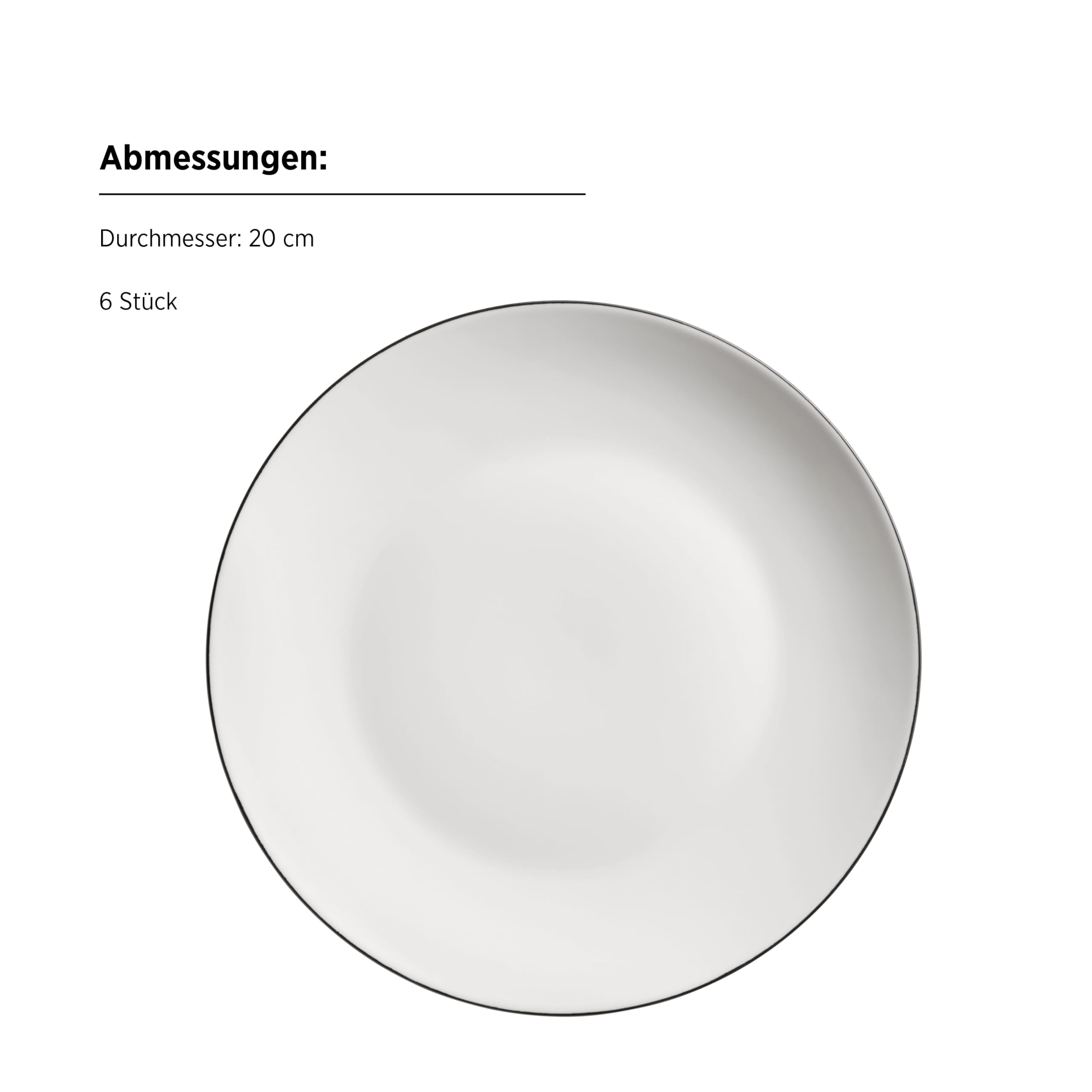 MÄSER Serie Felise, elegantes Kaffeegeschirr für 6 Personen, zeitlos, mit schwarzem Rand, Porzellan, weiß