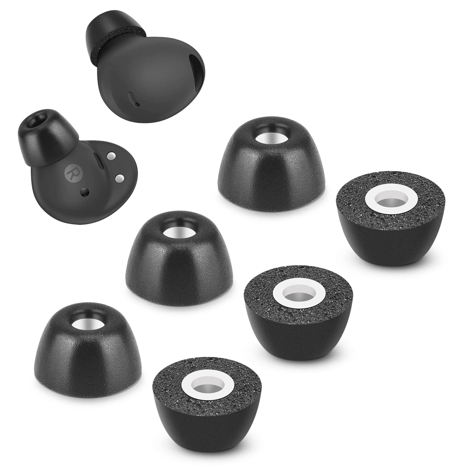 Memory Foam Tips for Samsung Galaxy Buds 2 Pro, No Silicone Eartips Pain, Anti-Slip Replacement Ear Tips, Fit in The Charging Case, Reducing Noise
