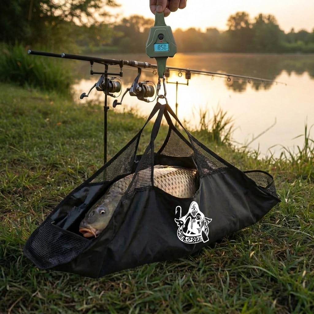 Abhakmatte mit Maßband 120x65cm | Abhakmatte Raubfisch mit Griffen für Transport & Waage | Wiegesack | Abhakmatte Angeln Abhakmatten Abhakmatte für Raubfisch
