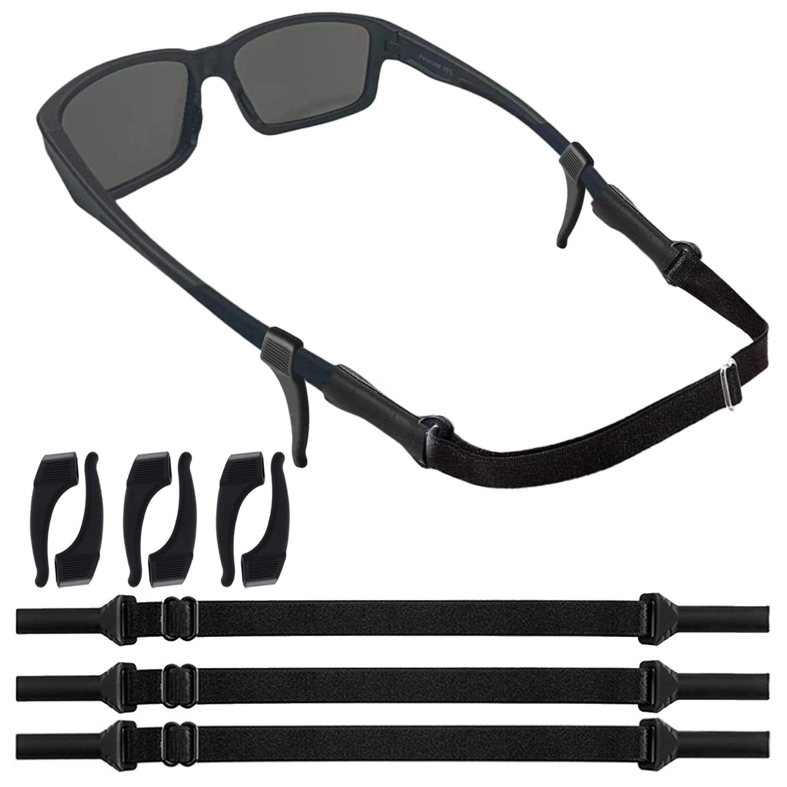 UoQo3Pcs Adjustable Glasses Strap, Non-Slip Sports Glasses Holder Elastic Silicone Sunglasses Strap No Tail Sunglasses Holder Neck Lanyard Cord Eyewear Retainer for Men Women Teenagers