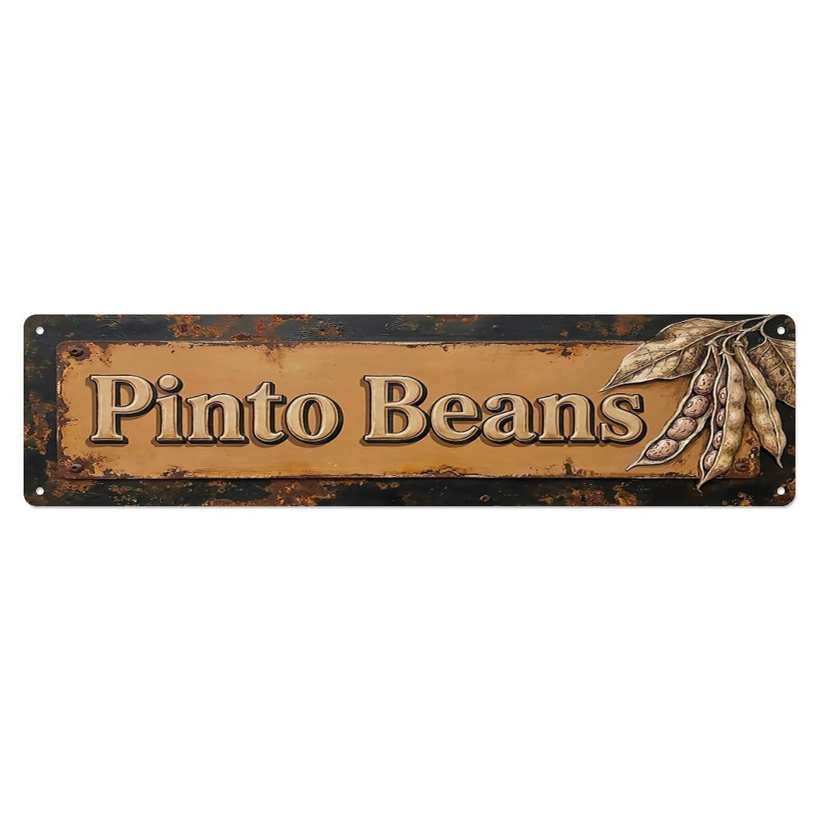 Vintage Pinto Beans Speckled Farmhouse Metal Tin Sign