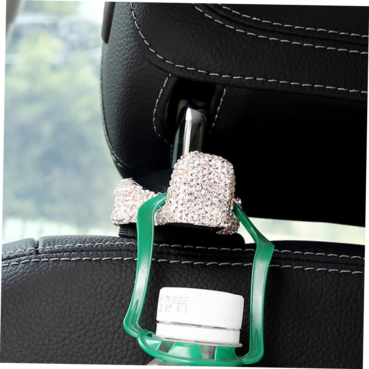 SOESFOUFU 2pcs Car Seat Hooks for Headrest Storage Bag Hooks Diamond Seat Back Hangers Auto Storage Holder Car Supplies Random Color
