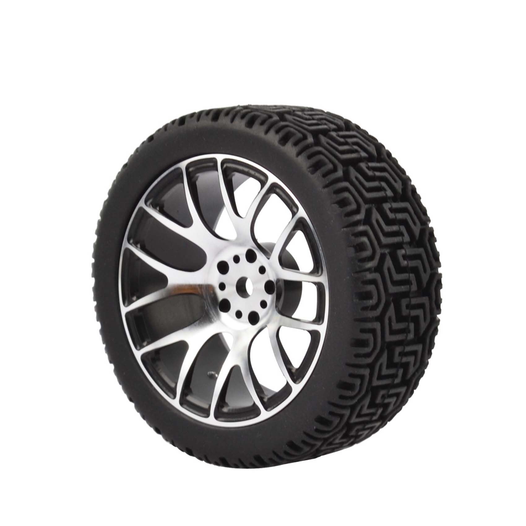 KEEDA 1/10 RC Car 68 mm Rally Tyres Rubber Tyres and Alloy Wheels Rims for 1:10 RC On Road Car Traxxas Tamiya HSP HPI Kyosho 1/16 RC Rally Car (Black) - Image 2