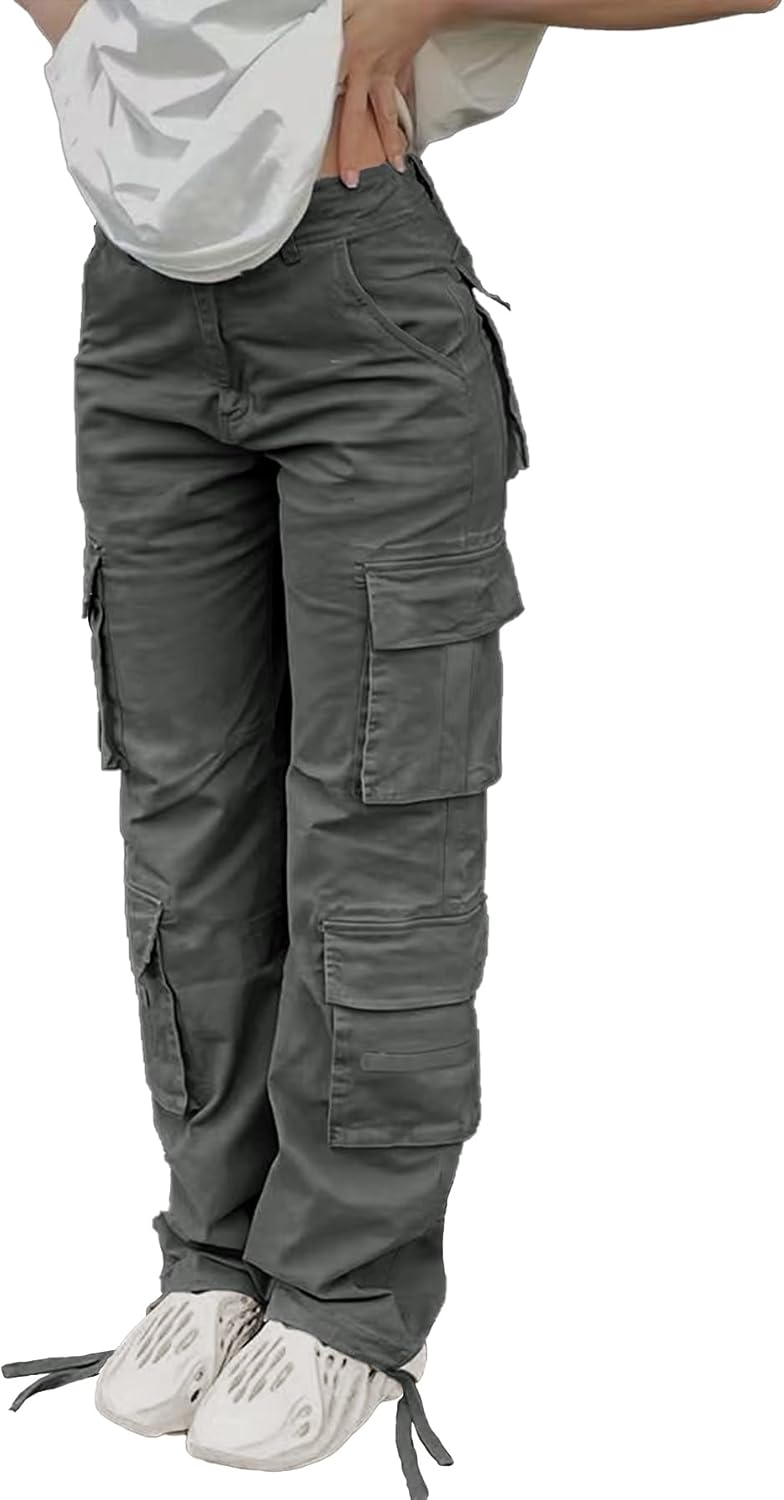 Cargo Pants for Women High Waisted Casual Pants Baggy Y2k Straight Wide Leg Pants with Pockets Streetwear