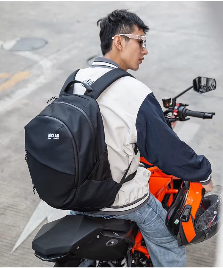 DuDu Zaino Moto Porta Casco - Zaino Tecnico Impermeabile Uomo Donna, Ampia Capacità, Spallacci Ergonomici, Cinghia di Sicurezza, Perfetto per Moto, Viaggi, Sport e Uso Quotidiano