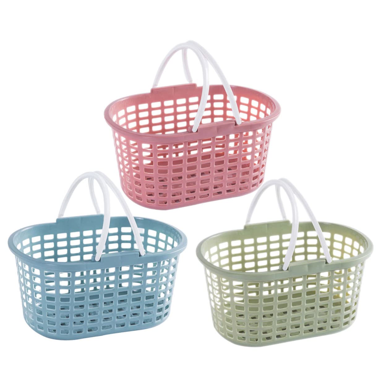 Ipetboom 3Pcs Portable Plastic Shower Caddy Basket with Handle for Bathroom Storage and Organization Drainage for Drying Multipurpose