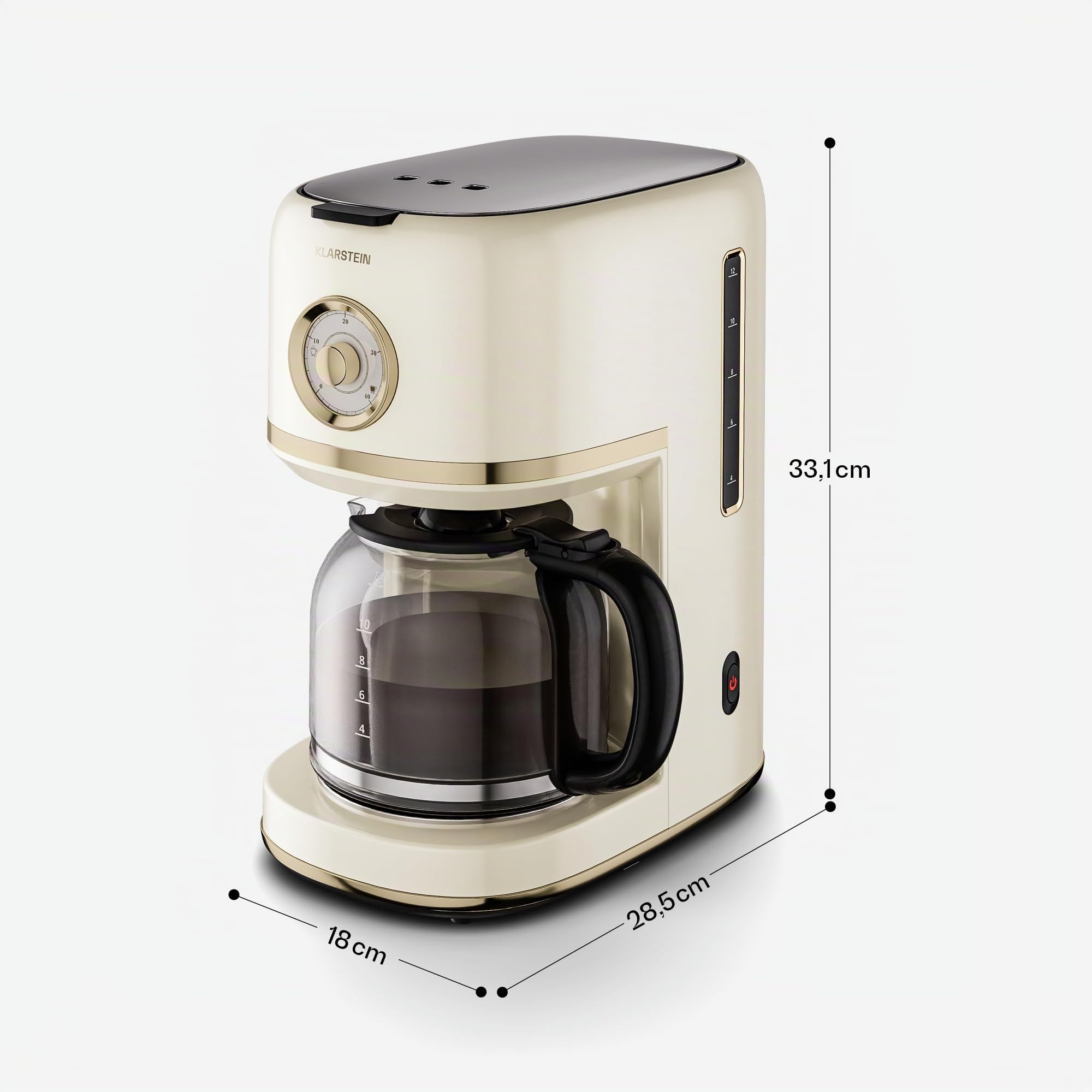 Klarstein Victoria Filterkaffeemaschine – Kaffeemaschine mit Retro-Design, 1,5 L für bis zu 12 Tassen, Warmhaltefunktion, Anti-Tropf-System, automatische Abschaltung
