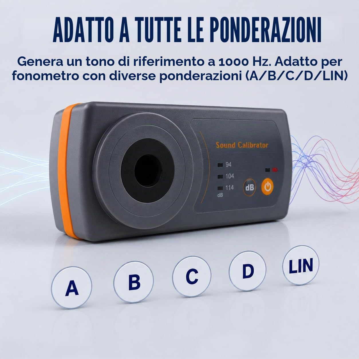 Suono Meter Decibel Livello Calibratore Calibrazione 114dB / 94dB / 104dB Calibrazione Livello per Suono Livello Metri
