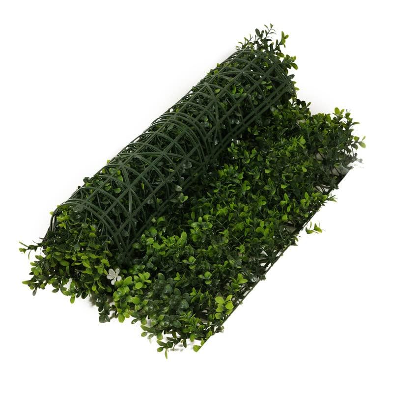 Image of Artificial Wall Grass for Home Decoration (1 Pc) I Grass Mat for Wall I Vertical Garden Artificial Plants (Green & White Design, 50cm X 50cm X 5cm, Plastic, Pack of 1)