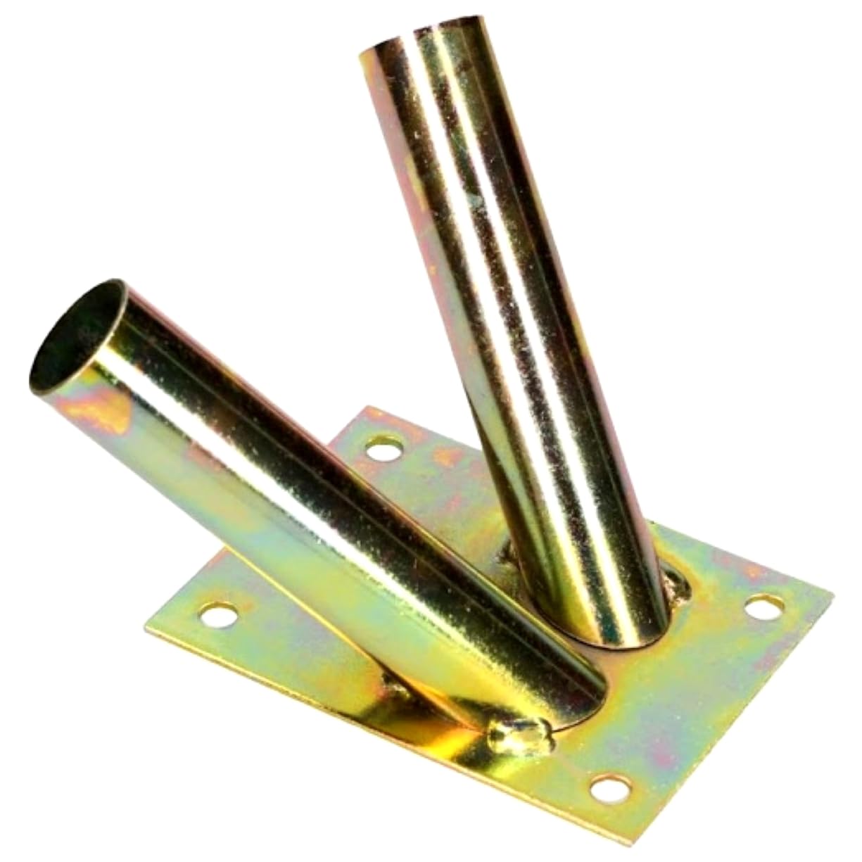 SolaDirect Double Flag Pole Holder - Wall Mounted Flag Pole Bracket, Galvanised (Gold), Rust and Weather Resistant, Heavy Duty Flagpole Mount for Home and Outdoor Use