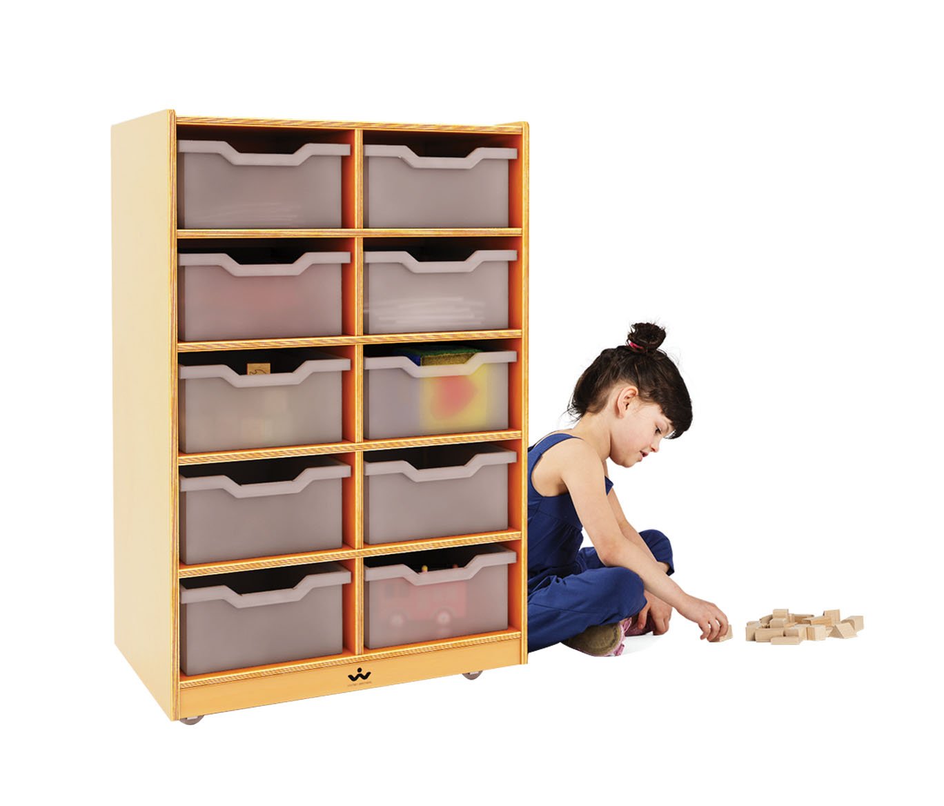 10 Cubby Mobile Tray Storage Cabinet - Image 2