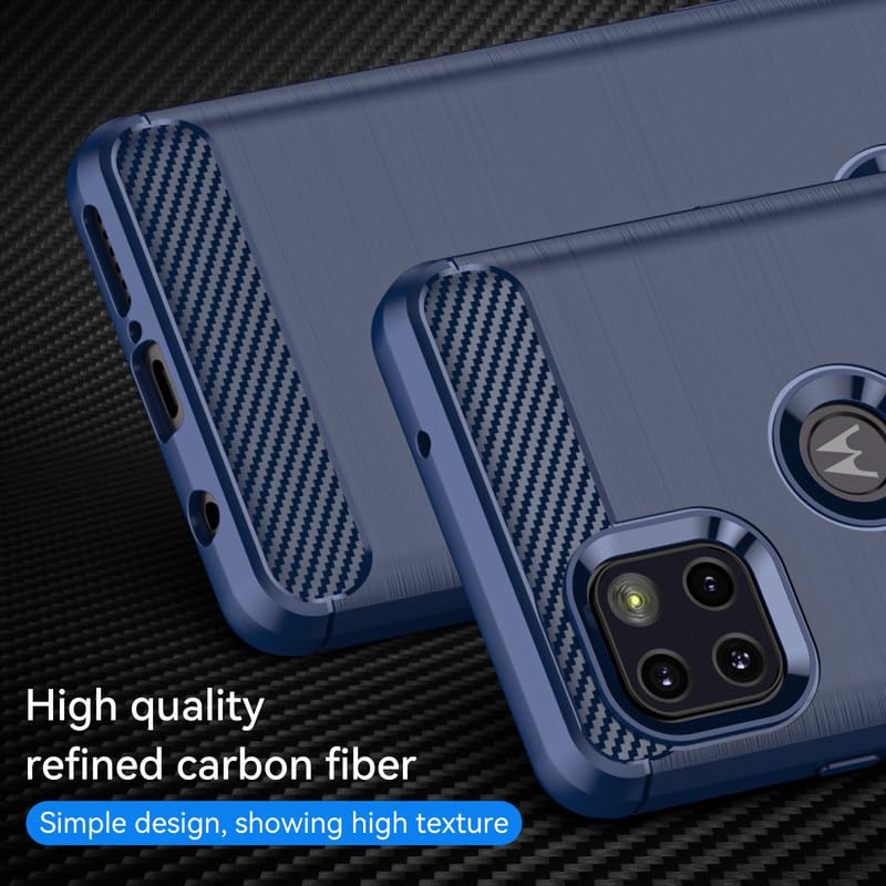 Image of Hybrid Carbon Fiber Back Case for Moto G 5G (Blue)