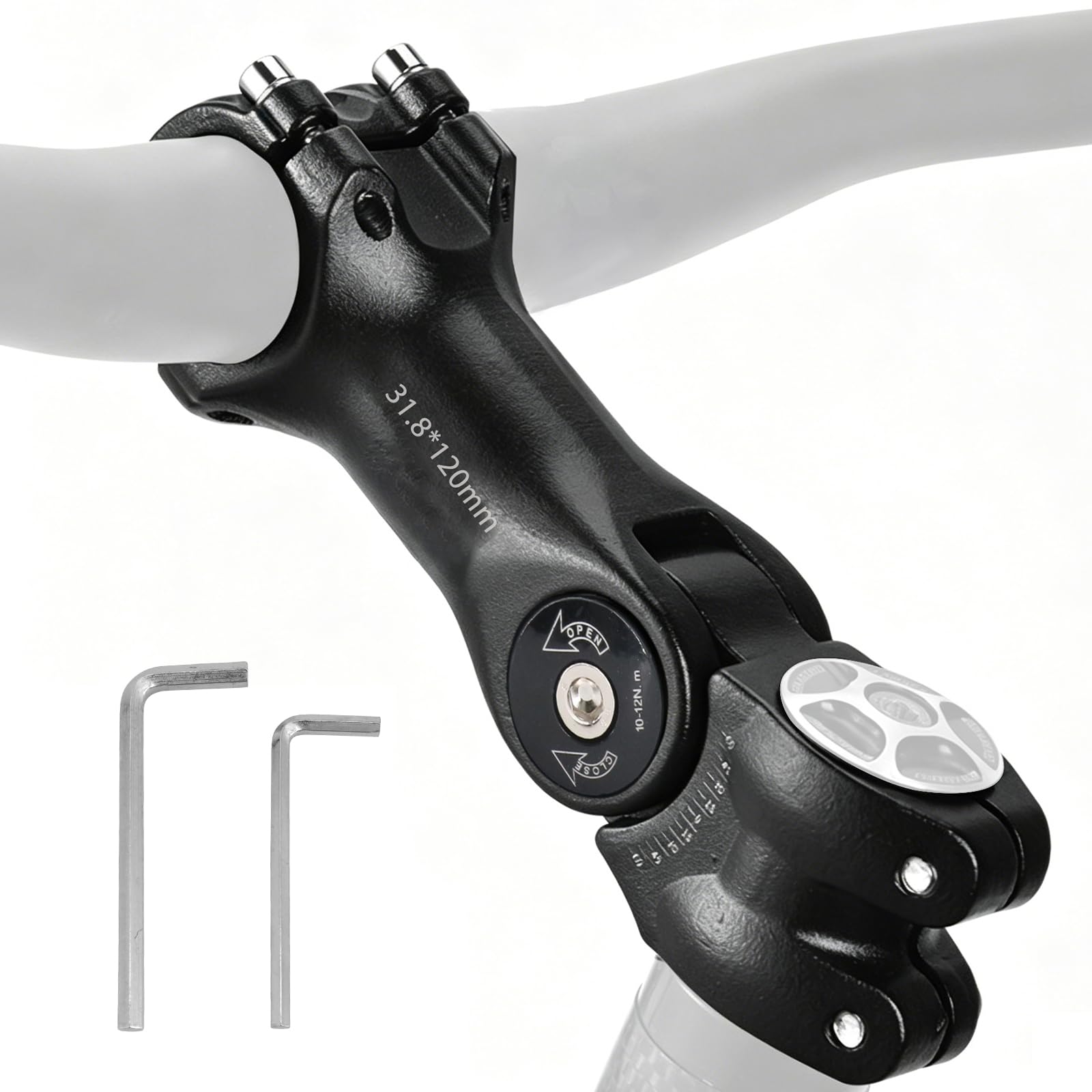 Aartner Adjustable Bike Stem 31.8mm, ±60 Degree Bicycle Handlebar Stem Riser for Mountain Bike, Road Bike, E-bike, 28.6mm Front Fork Stem Extender, Dual-Screw Locking No-Slip Handlebar Riser (120mm) — image 1