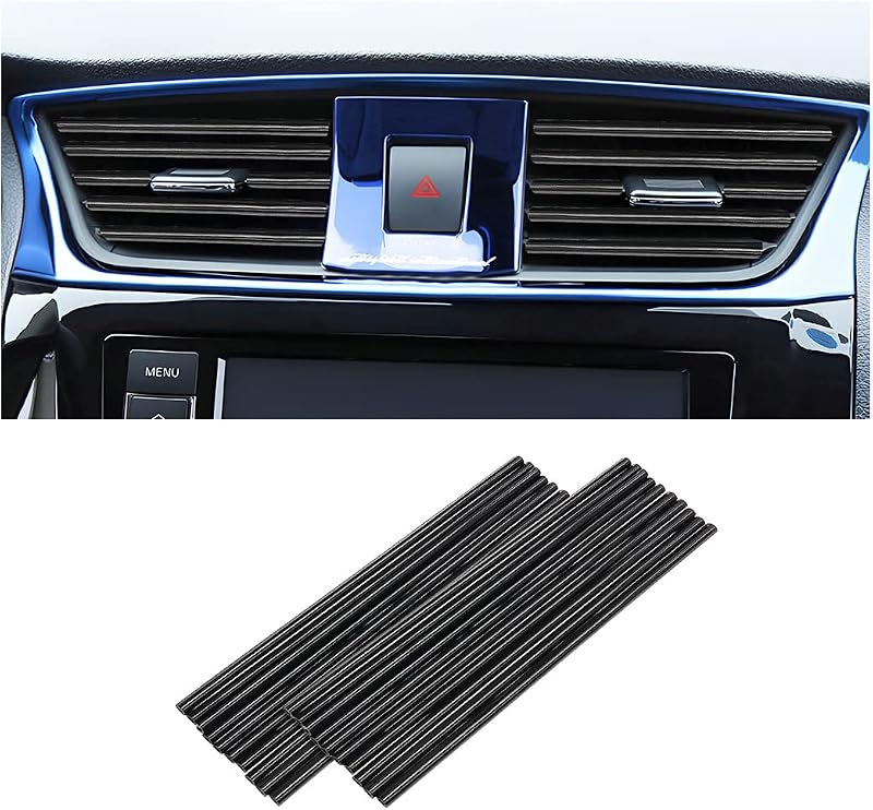Frisos Decorativos para Saída de Ar Automotiva 8sanlione em PVC Preto – Kit com 20 unidades