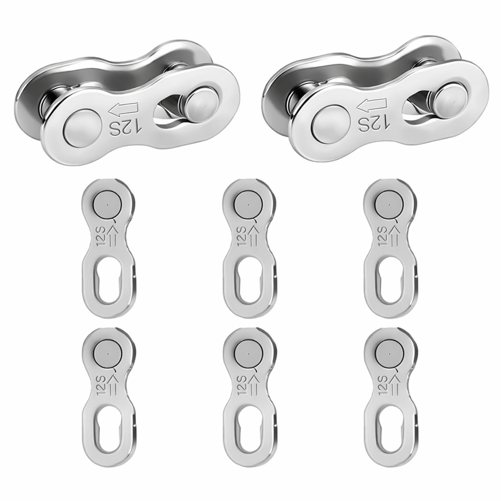 5 Paia Falsamaglia Catena Bici Argento, Falsa Maglia per Catena Bici 12v, Maglia Rapida Riutilizzabile in Acciaio Inossidabile, Smontare, Compatibile con Catene Singola e Multi-Velocità, Durabilità