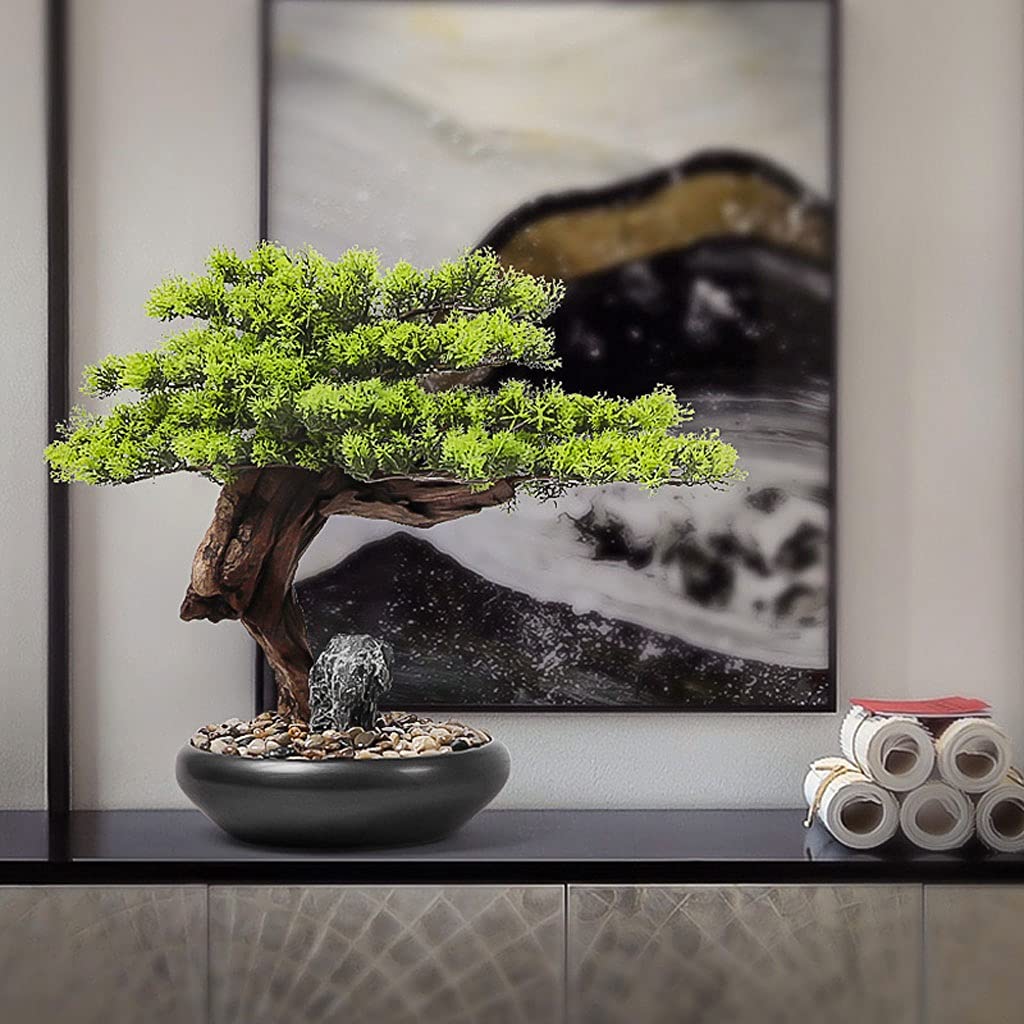 HASMI Schreibtisch deko Neue chinesische Desktop Dekorationen Welcome Kiefer Bonsai Grüne Pflanzen Dekorationen Wohnzimmer Desktop Zubehör Decoración del hogar