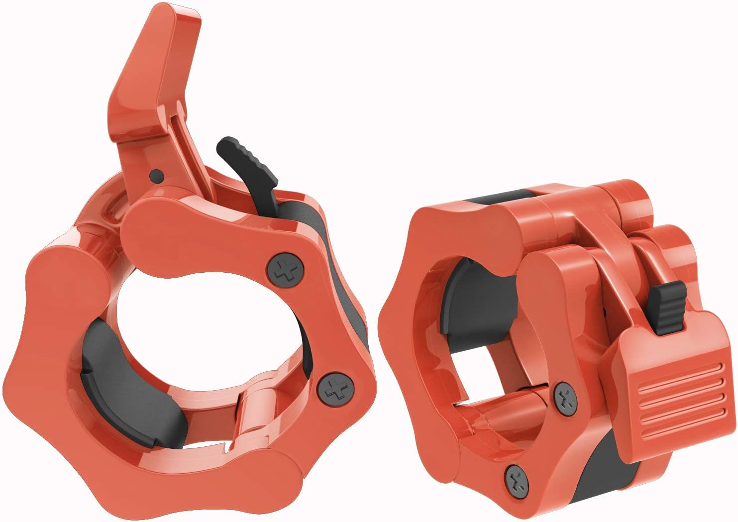 MoKo Clamps Collars, Quick Release Pair of Locking 2 inch Professional Weight Locks Collar Clips Great for Workout, Weightlifting, Fitness & Strength Training, Orange