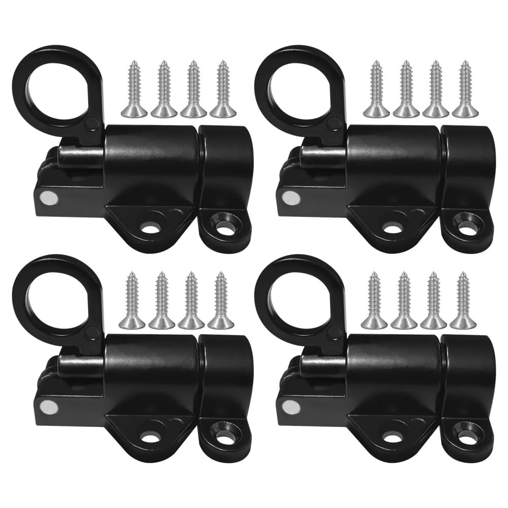 Mioyoow Black X 4Pcs Self-Closing Latches, 2/4Pcs Spring Bolt Latches Aluminum Alloy Sliding Latches With Screws For Door Gate Window Cabinet Fence