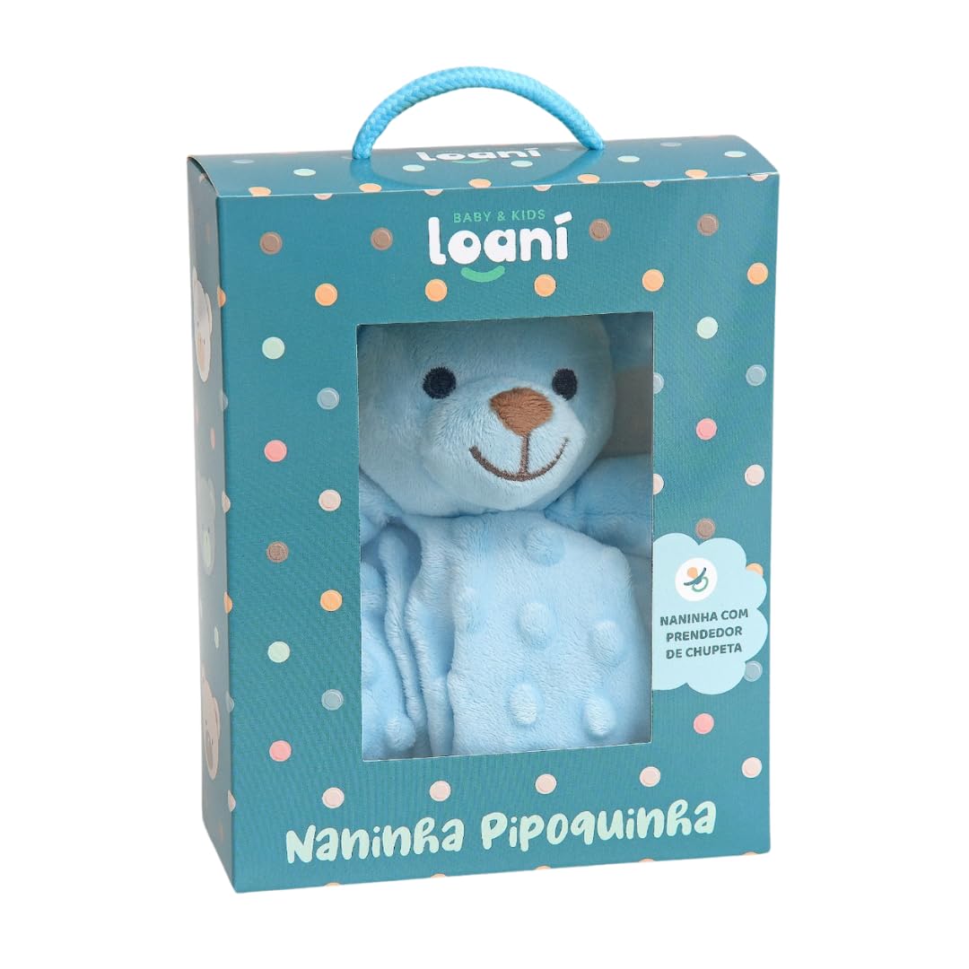 Naninha Infantil Ursinho Azul com Prendedor de Chupeta Presente