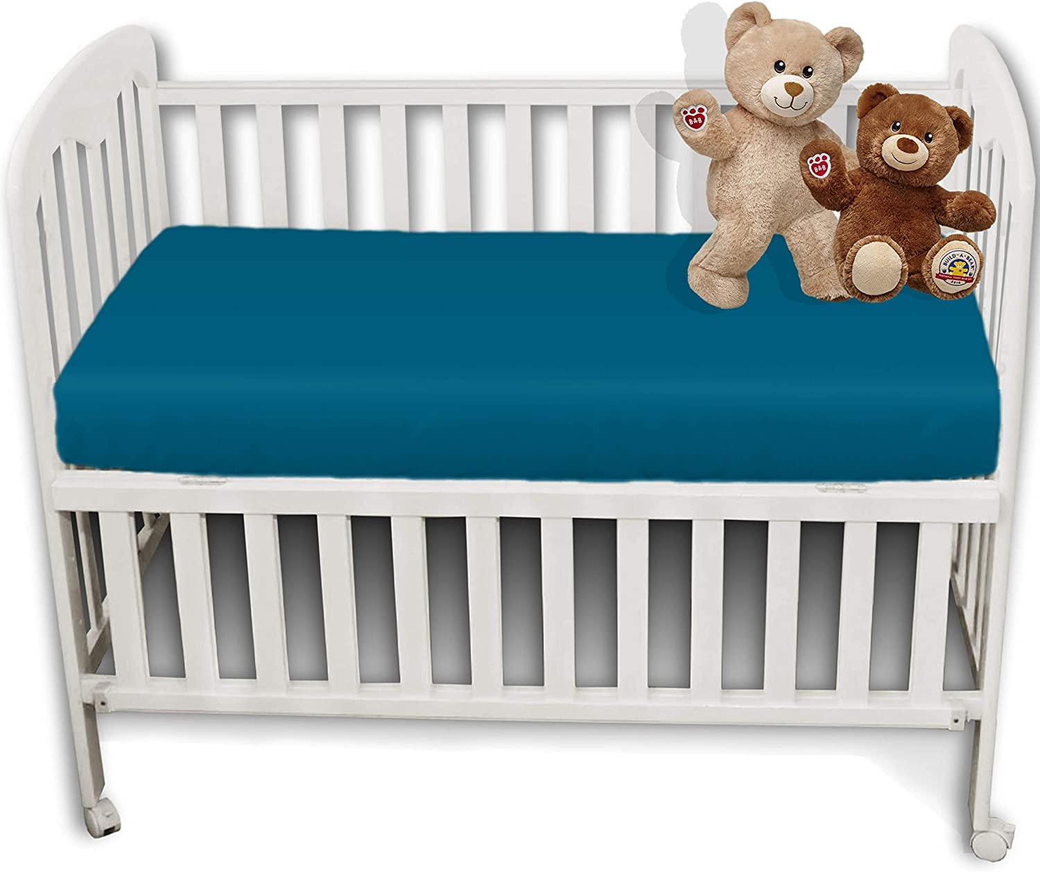 2 x AmigoZone Pollyotton Cot Bed Fitted Sheet (Teal, (Cot 60 x 120cm))
