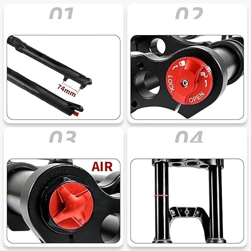 Miniatura 5 de HIMALO DH Horquilla de suspensión para bicicleta de montaña, 27.529 pulgadas, MTB Air Fork Travel 5.906 in 1-18 recta doble corona horquilla rebote