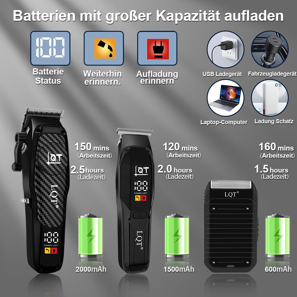 LQT Hair Clippers Men, Cordless Clippers for Men Haircut 3-in-1 Hair Clipper & Mens Beard Trimmers - Image 4