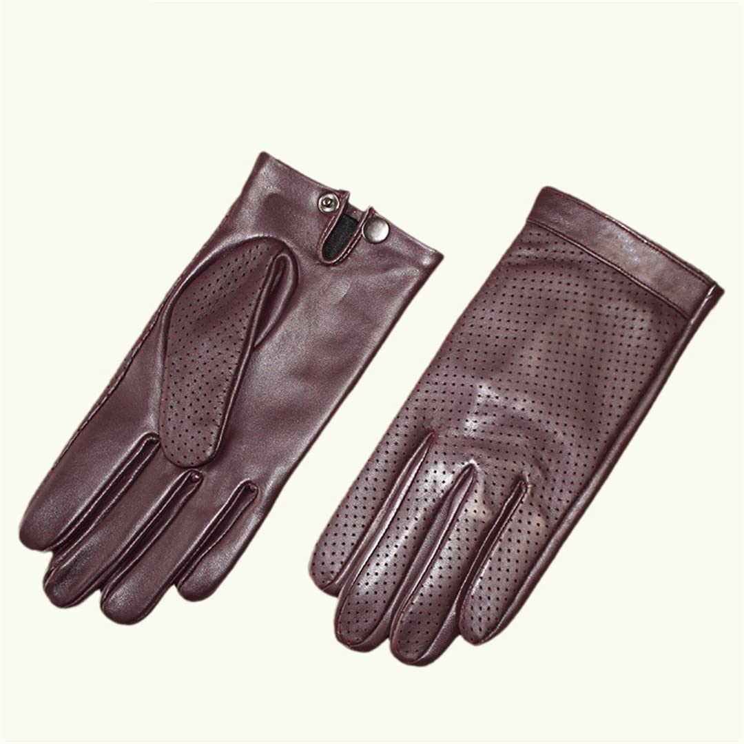 Guantes de conducción de cuero para hombre Guantes de conductor de motocicleta finos con pantalla táctil de cuero para hombre