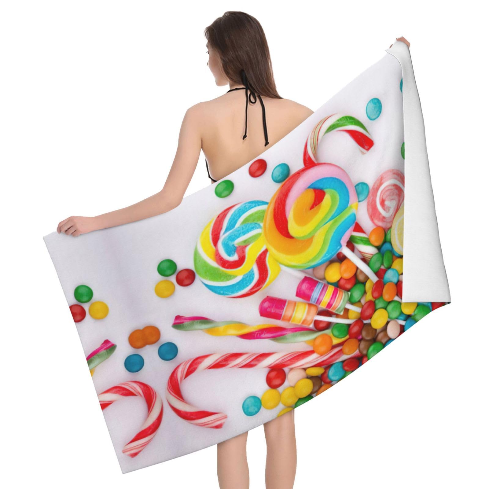 Serviette de bain microfibre Sweet Candy grand format absorbante pour douche et salle de bain