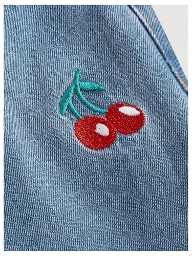 WDIRARA Women's Cherry Embroidered Jeans Y2k Straight Leg High Waist Boyfriend Denim Pants4