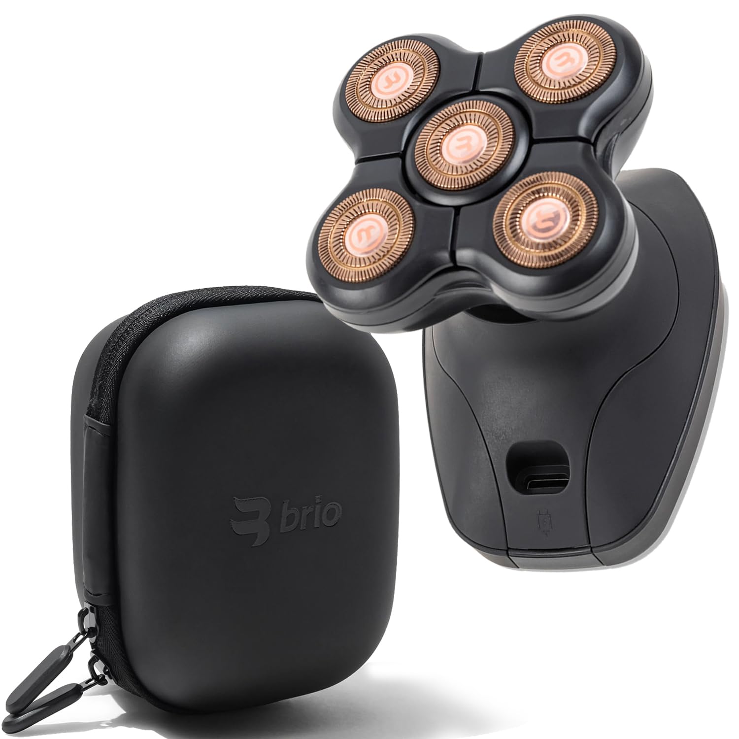 Brio Raze Head Shaver 2.0 for Bald Men, Cordless 5-in-1 Electric Razor, Mens Grooming Kit & Bald Head Shavers for Men, Rotary Shaver for Smooth Shave (Black)